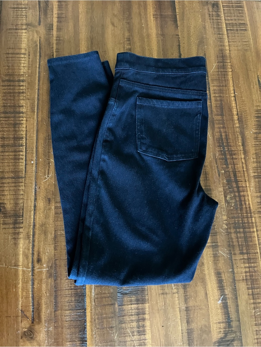 SPANX Black Ponte Slim Pants with Navy Waistband Trim Large